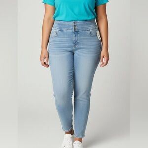 NWT FRANKIE & STELLA JEANIOLOGIE 3 Button Light Wash High Rise Skinny Jeans 18W